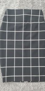 Express black white window pane pencil skirt